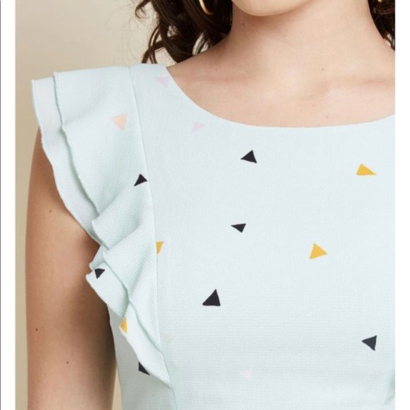 ModCloth Flowy Ruffle Mint Triangle Dress - Picture 3 of 8
